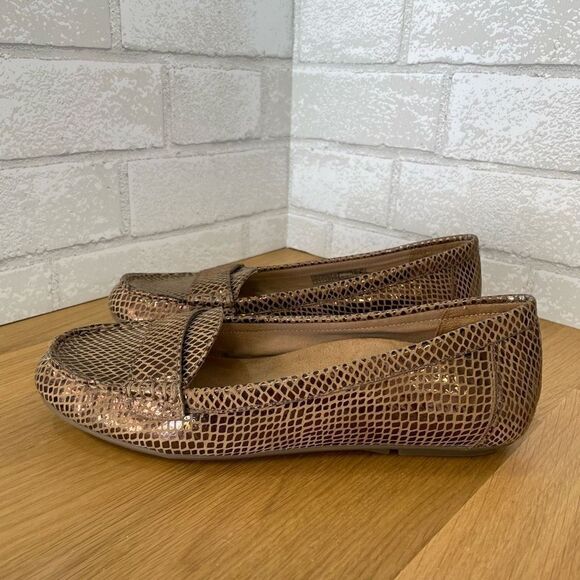 Vionic Larrun Loafer Womens Size 6 Gold Bronze Metallic Snake Slip On Shoe Comfo - Picture 4 of 12